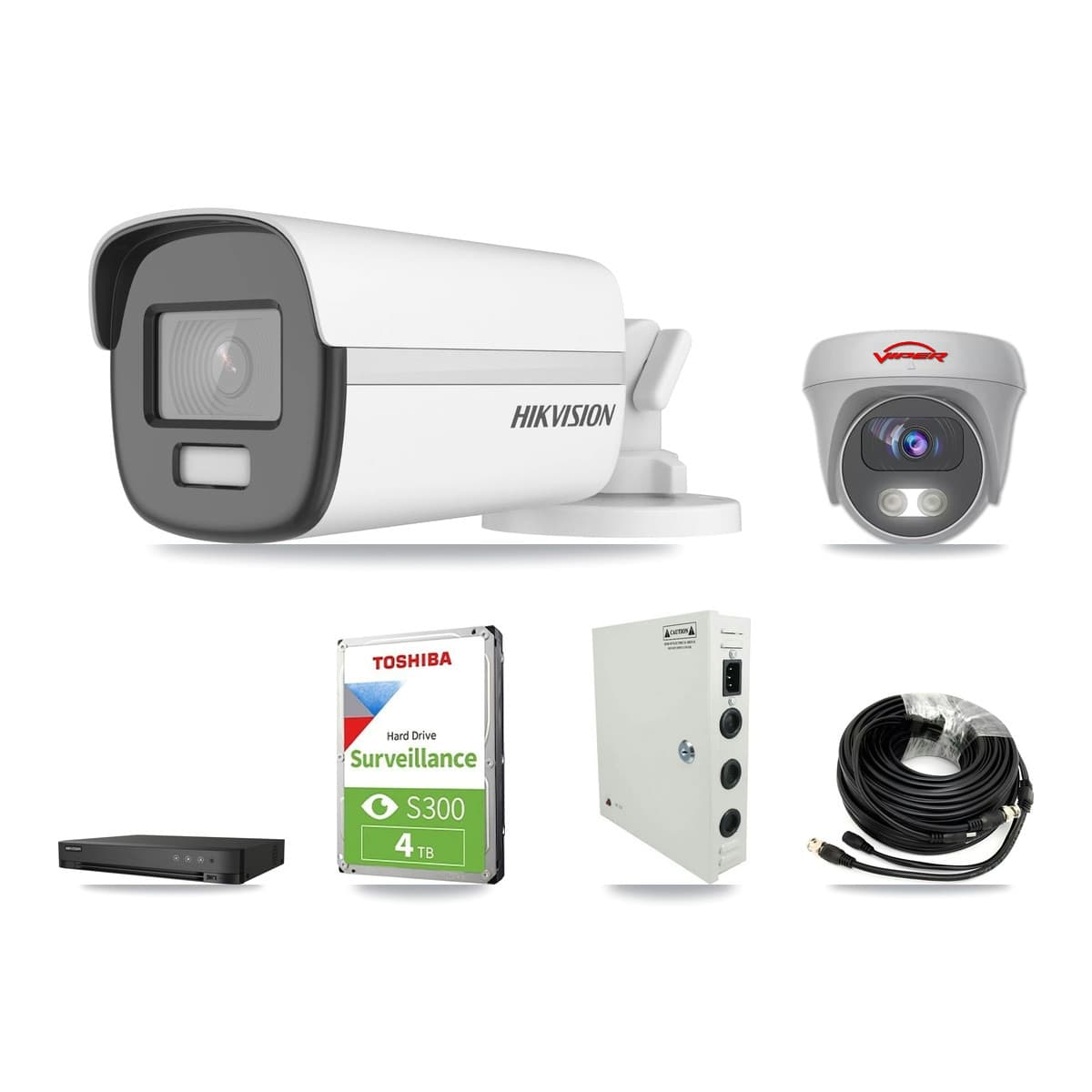 Hikvision & Viper 4-Channel 5MP – 4K CCTV Kit — 1 4K Bullet + 1 5MP Cameras + 4TB Recording - Image 1