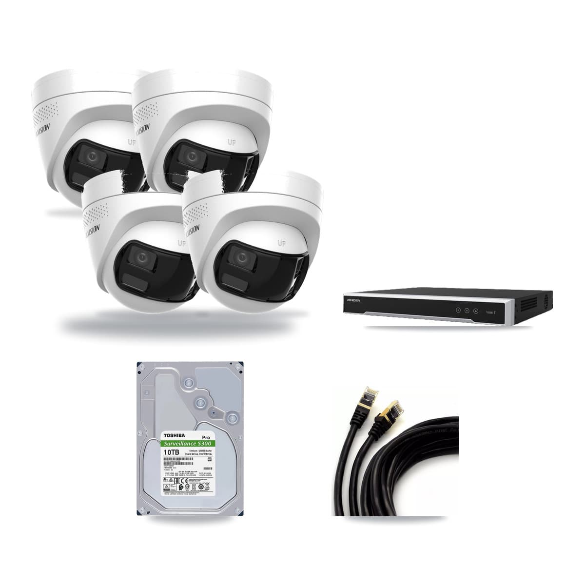 Hikvision 8-Channel 4K CCTV Kit — 4 DS-2CD1383G2P Turret Cameras + 10TB Recording - Image 1