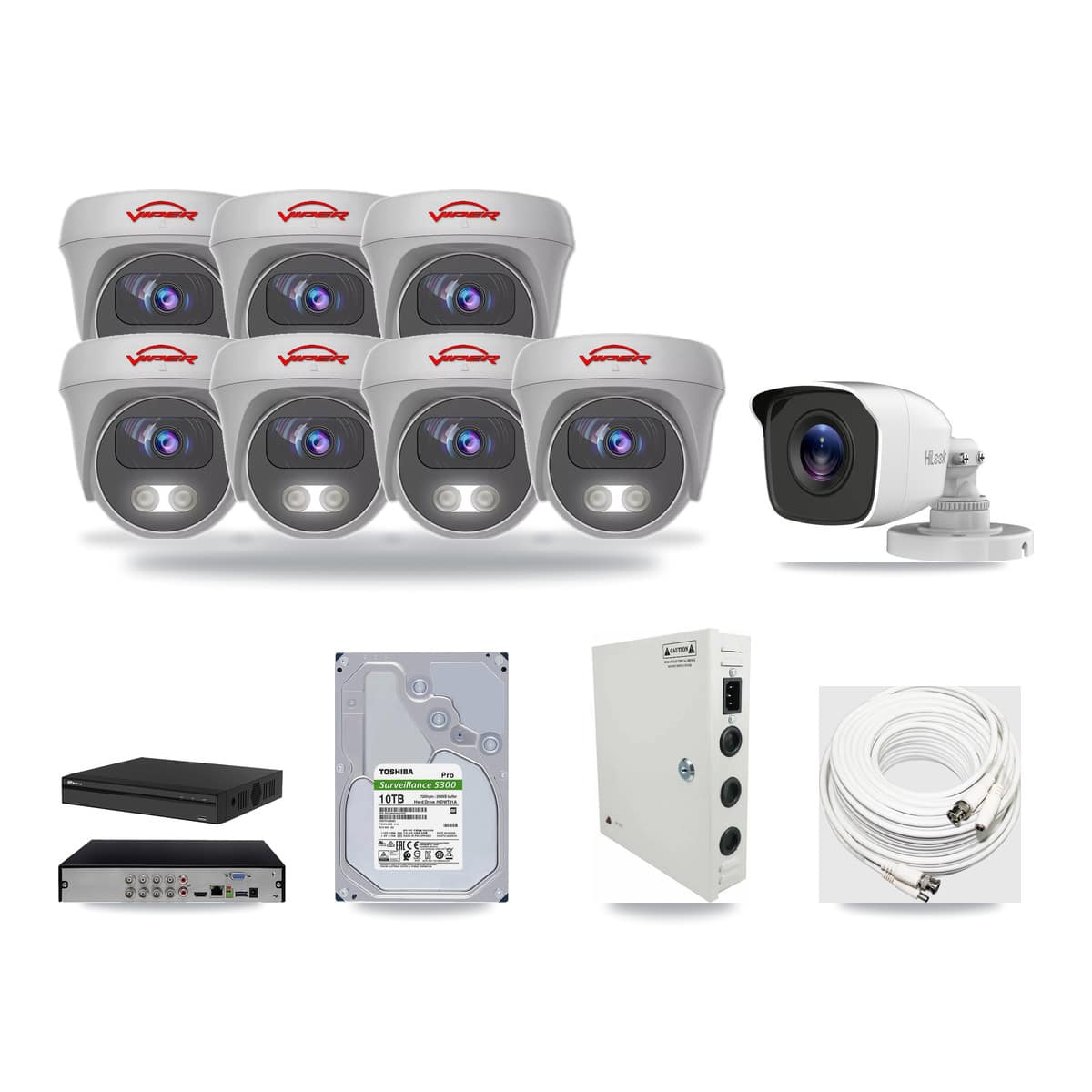 8-Channel 4MP – 5MP CCTV Kit — 1 4MP Bullet + 7 5MP Cameras + 10TB Recording - Image 1