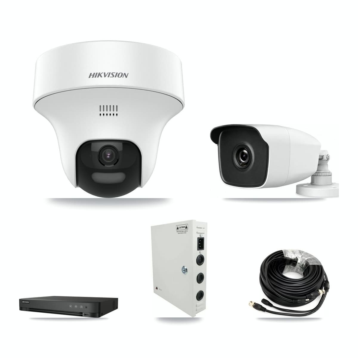 Hikvision & HiLook 4-Channel 3MP – 5MP CCTV Kit — 1 DS-2CE70K0T 5MP Turret + 1 THC-B230-R 3MP Bullet Cameras + 3TB Recording - Image 1