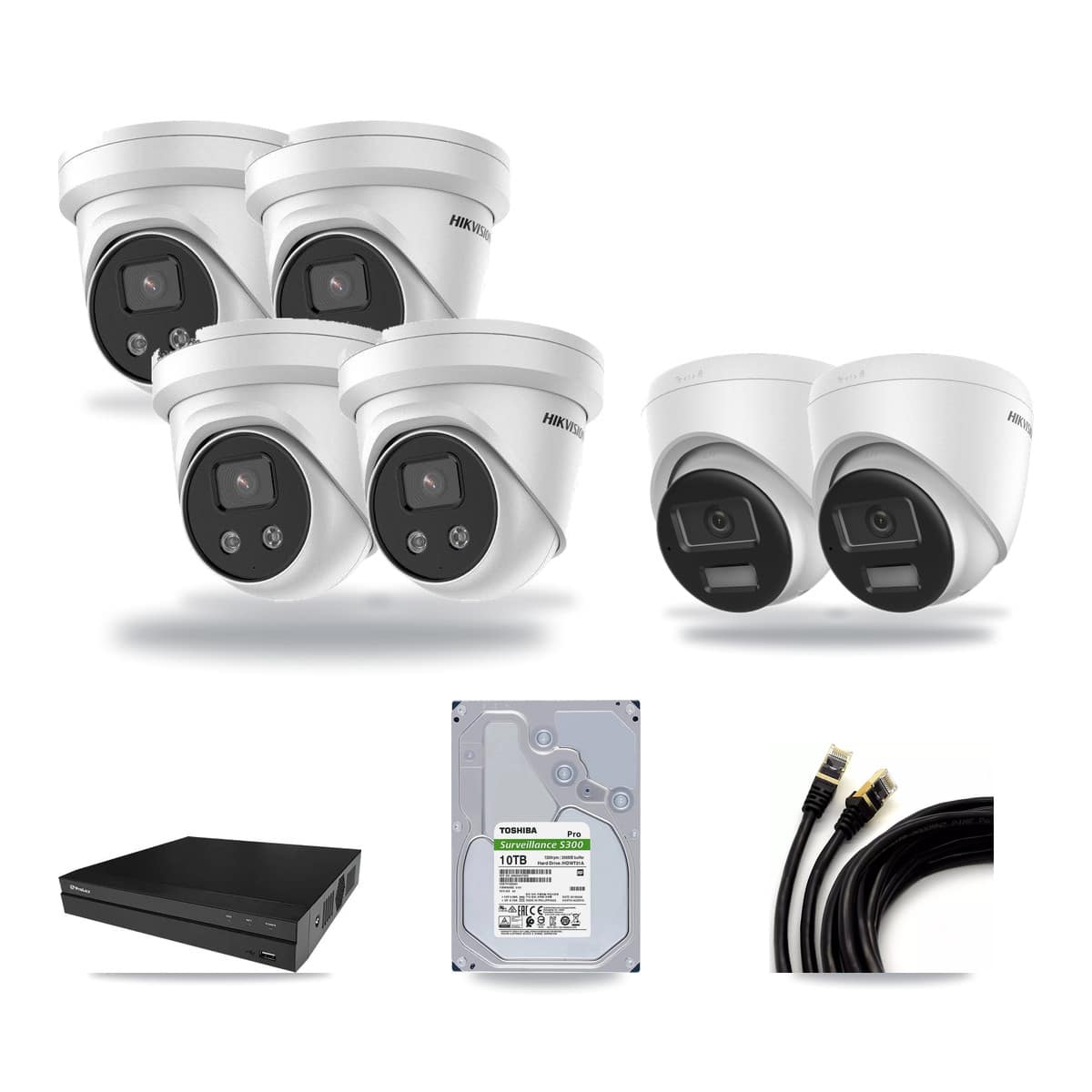 Prolux 8-channel CCTV kit: 6 cameras (4× 5MP Turret + 2× 4K Turret), 10TB hard drive