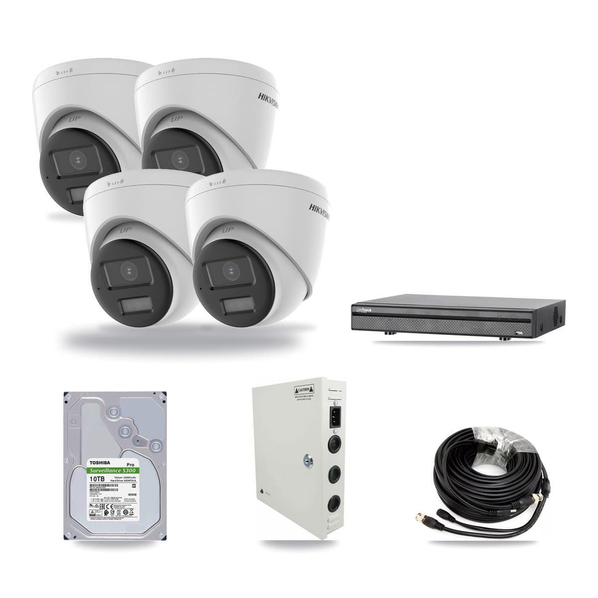Hikvision & Dahua 8-Channel 4K CCTV Kit — 4 Turret Cameras + 10TB Recording - Image 1