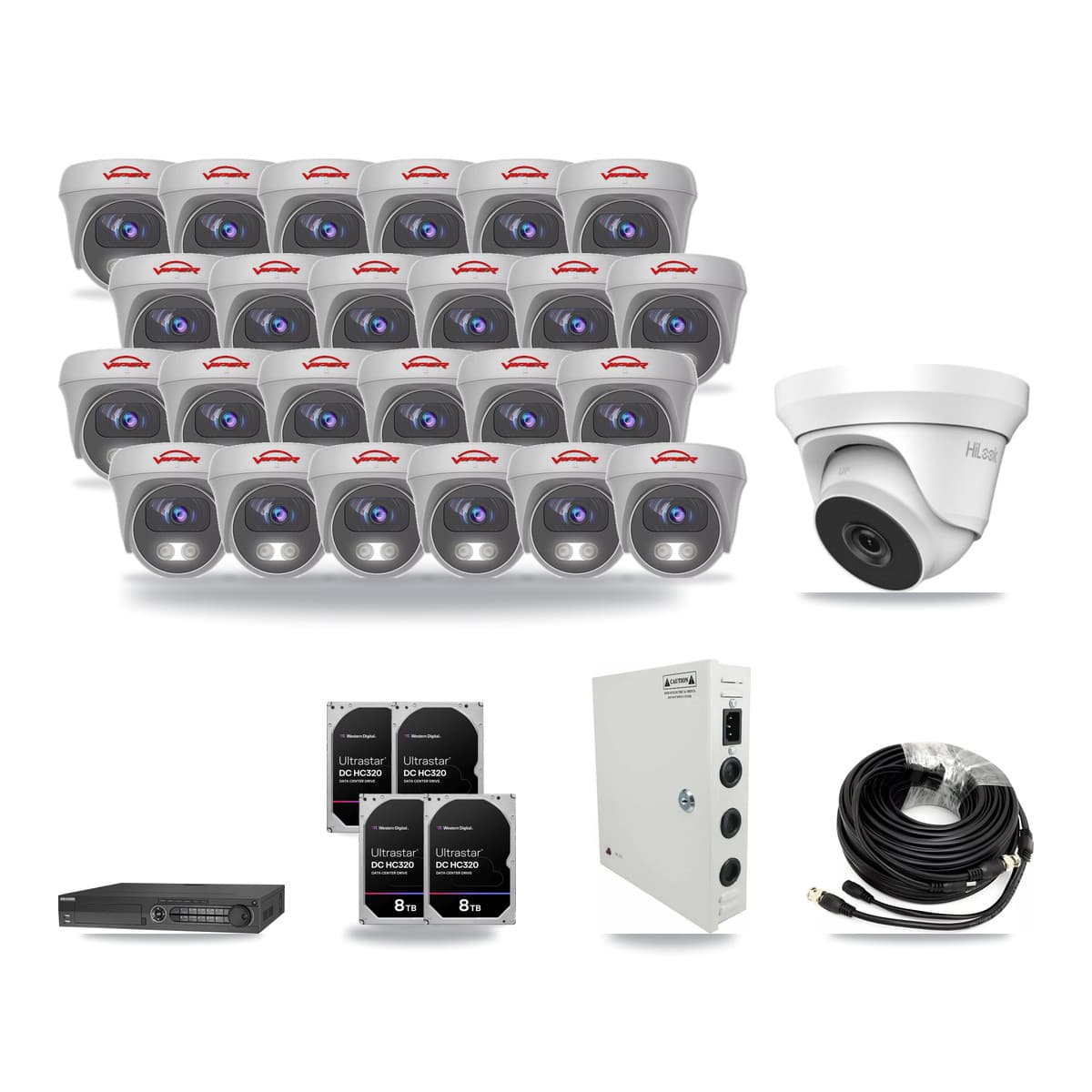 32-Channel 4MP – 5MP CCTV Kit — 1 4MP Turret + 24 5MP Cameras + 4× 8TB Recording - Image 1