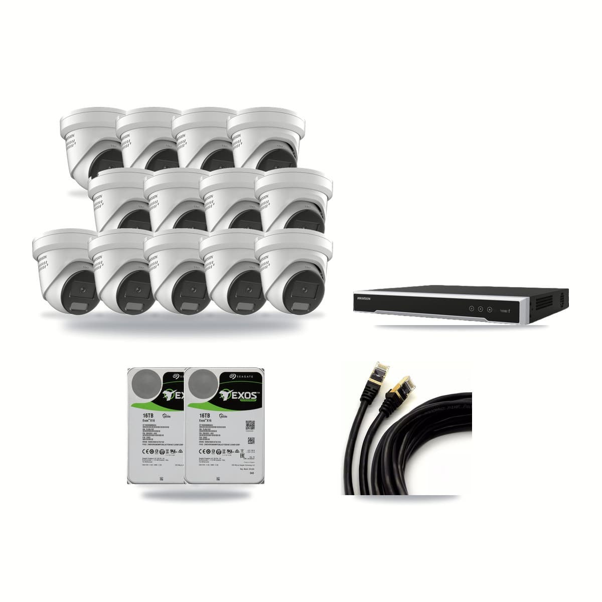 Hikvision 16-Channel 4K CCTV Kit — 13 DS-2CD2387G2H Turret Cameras + 2× 16TB Recording - Image 1