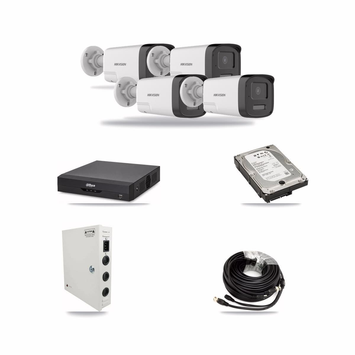Hikvision & Dahua 4-Channel 5MP CCTV Kit — 4 DS-2CE17K0T Bullet Cameras + 5TB Recording - Image 1