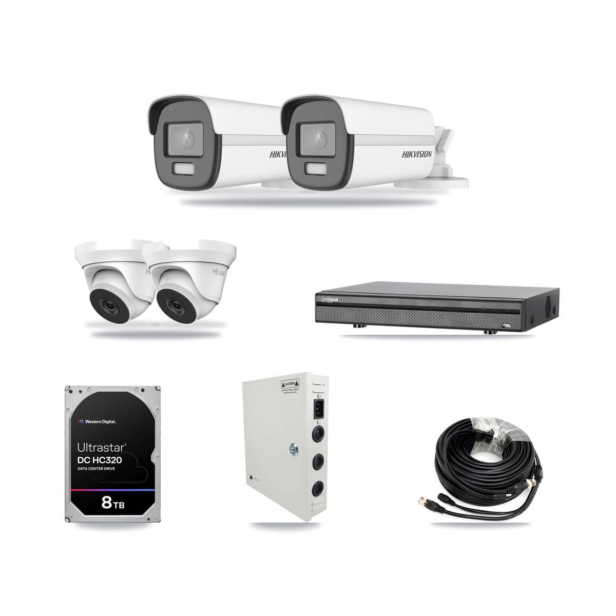 8-Channel 4MP – 4K CCTV Kit — 2 4K Bullet + 2 4MP Turret Cameras + 8TB Recording (DH-XVR5108H Recorder) - Image 1