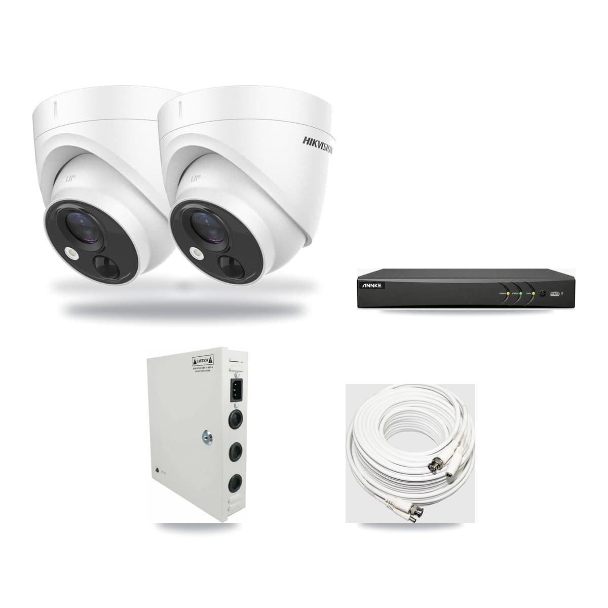Hikvision & ANNKE 4-Channel 5MP CCTV Kit — 2 DS-2CE71H0T Turret Cameras + 3TB Recording - Image 1