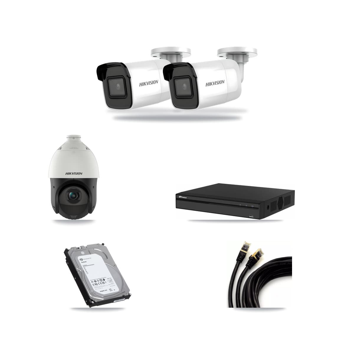 Hikvision & Prolux 4-Channel 4MP – 4K CCTV Kit — 2 4K Bullet + 1 4MP PTZ Cameras + 6TB Recording - Image 1