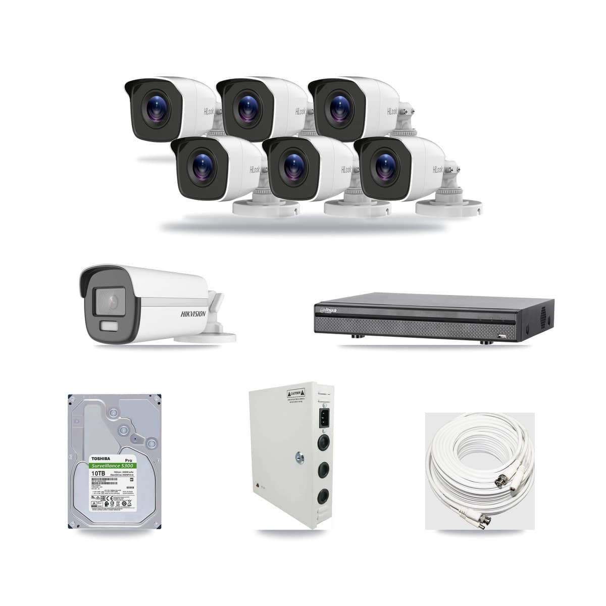 8-Channel 4MP – 4K CCTV Kit — 1 4K + 6 4MP Bullet Cameras + 10TB Recording (DH-XVR5108H Recorder) - Image 1