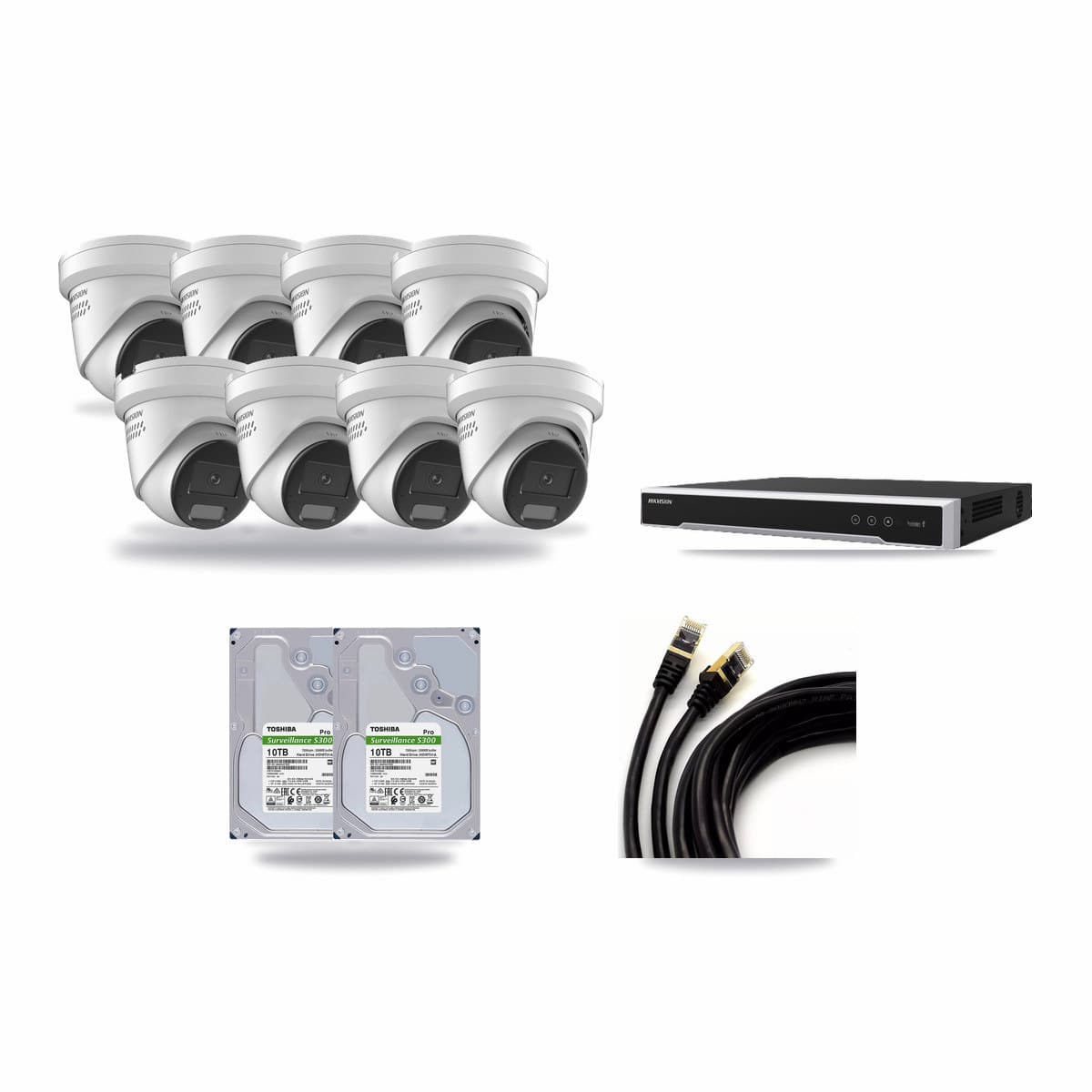 Hikvision 8-Channel 4K CCTV Kit — 8 DS-2CD2387G2H Turret Cameras + 2× 10TB Recording - Image 1