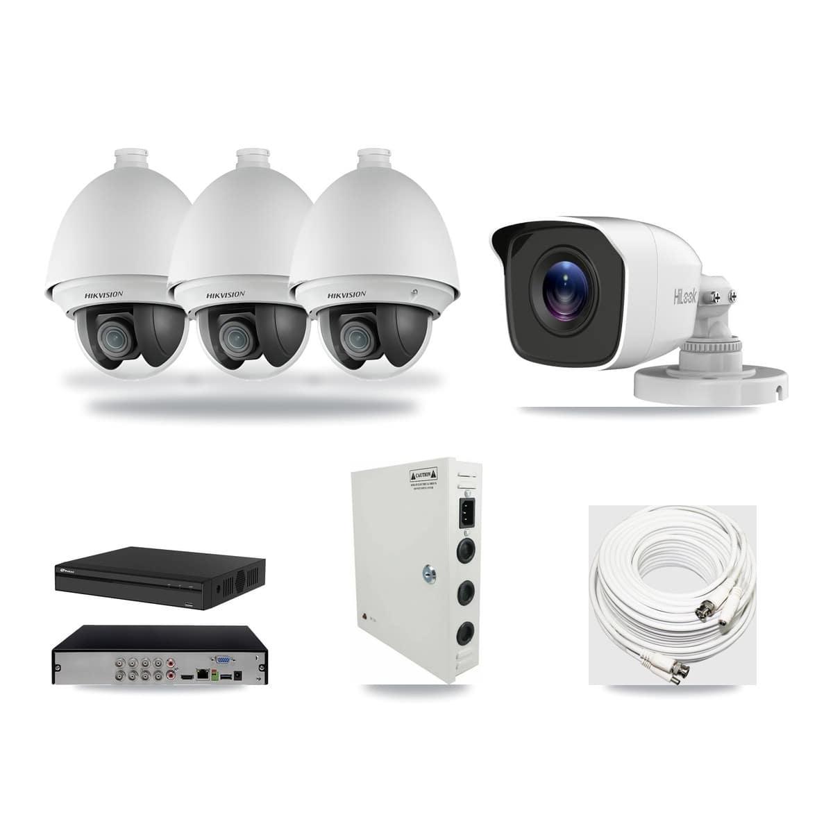 8-Channel 2MP – 4MP CCTV Kit — 3 2MP PTZ + 1 4MP Bullet Cameras + 3TB Recording (PXD-5108HS Recorder) - Image 1