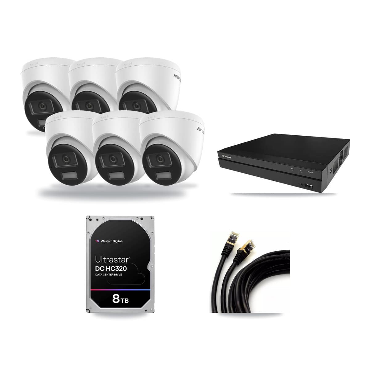 Prolux 8-channel CCTV kit: 6 cameras (6× 4K Turret), 8TB hard drive