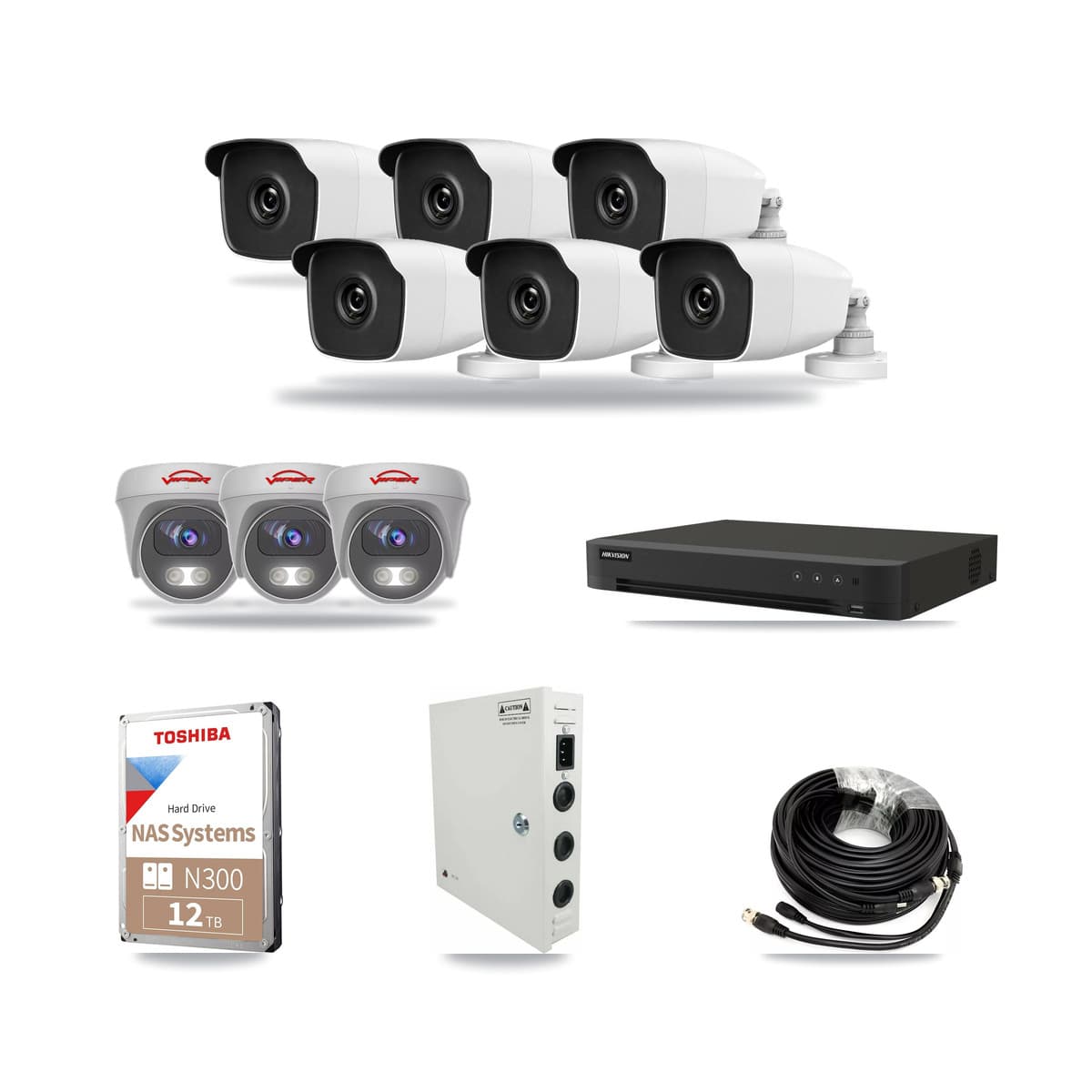 16-Channel 3MP – 5MP CCTV Kit — 6 3MP Bullet + 3 5MP Cameras + 12TB Recording - Image 1