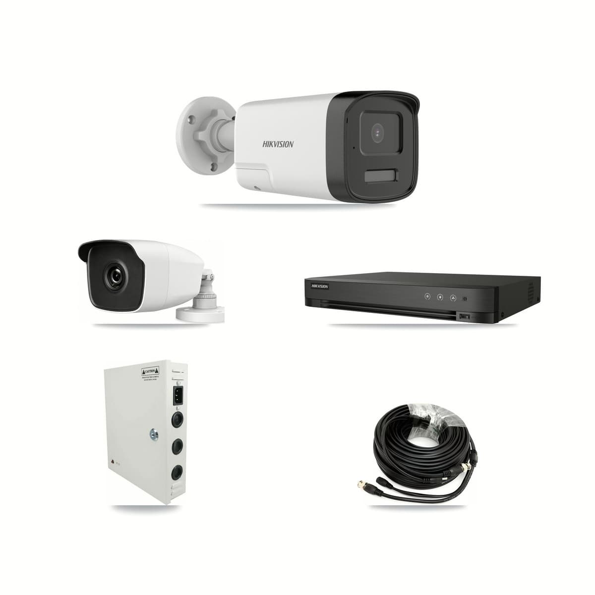 Hikvision & HiLook 4-Channel 3MP – 5MP CCTV Kit — 1 DS-2CE17K0T 5MP + 1 THC-B230-R 3MP Bullet Cameras + 3TB Recording - Image 1