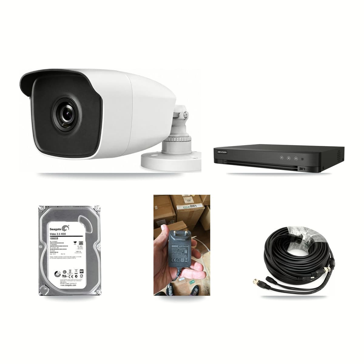 Hikvision 4-channel CCTV kit: 1 camera (1× 3MP Bullet), 1TB hard drive