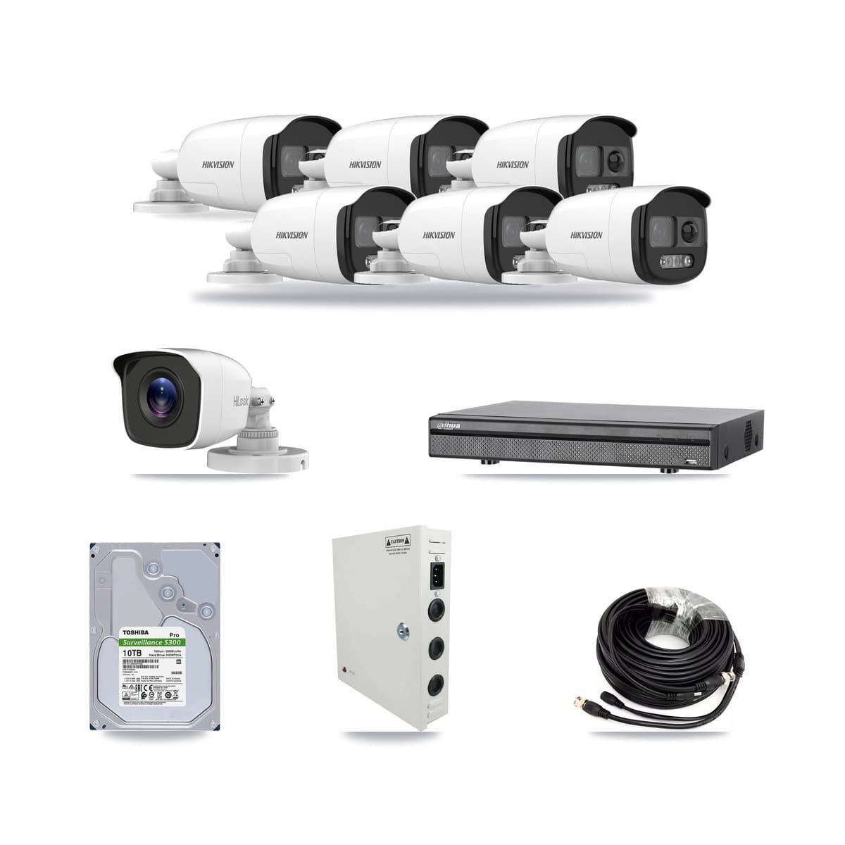 8-Channel 4MP – 5MP CCTV Kit — 6 5MP + 1 4MP Bullet Cameras + 10TB Recording (DH-XVR5108H Recorder) - Image 1