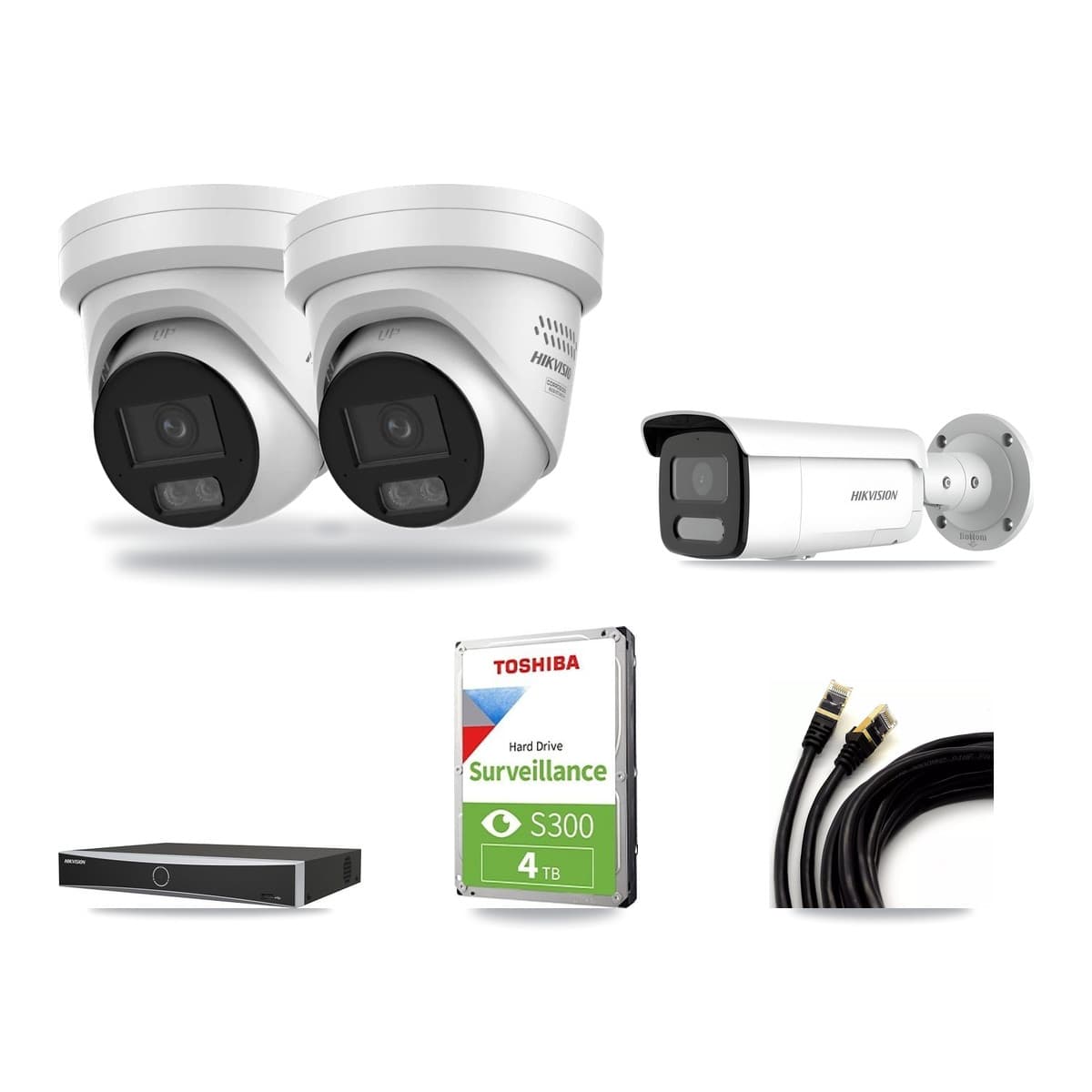 Hikvision 4-Channel 4MP CCTV Kit — 2 Turret + 1 Bullet Cameras + 4TB Recording - Image 1