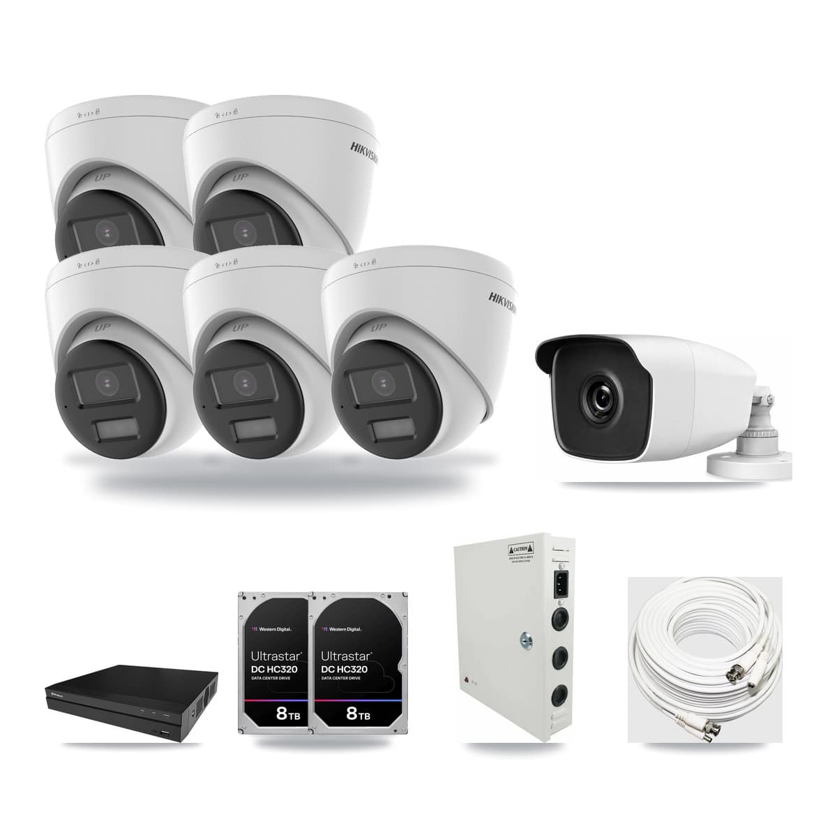 8-Channel 3MP – 4K CCTV Kit — 5 4K Turret + 1 3MP Bullet Cameras + 2× 8TB Recording - Image 1