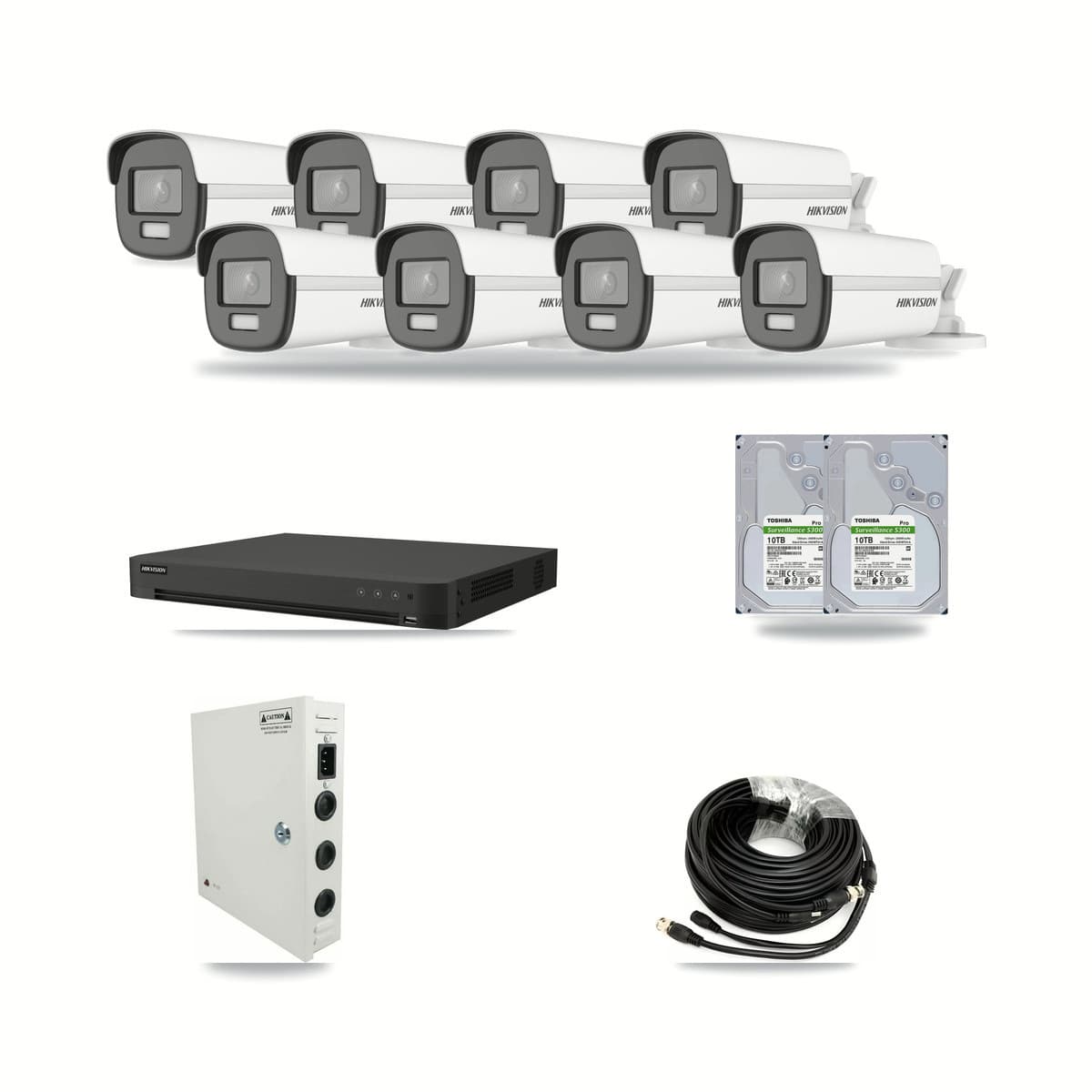 Hikvision 16-Channel 4K CCTV Kit — 8 Bullet Cameras + 2× 10TB Recording - Image 1