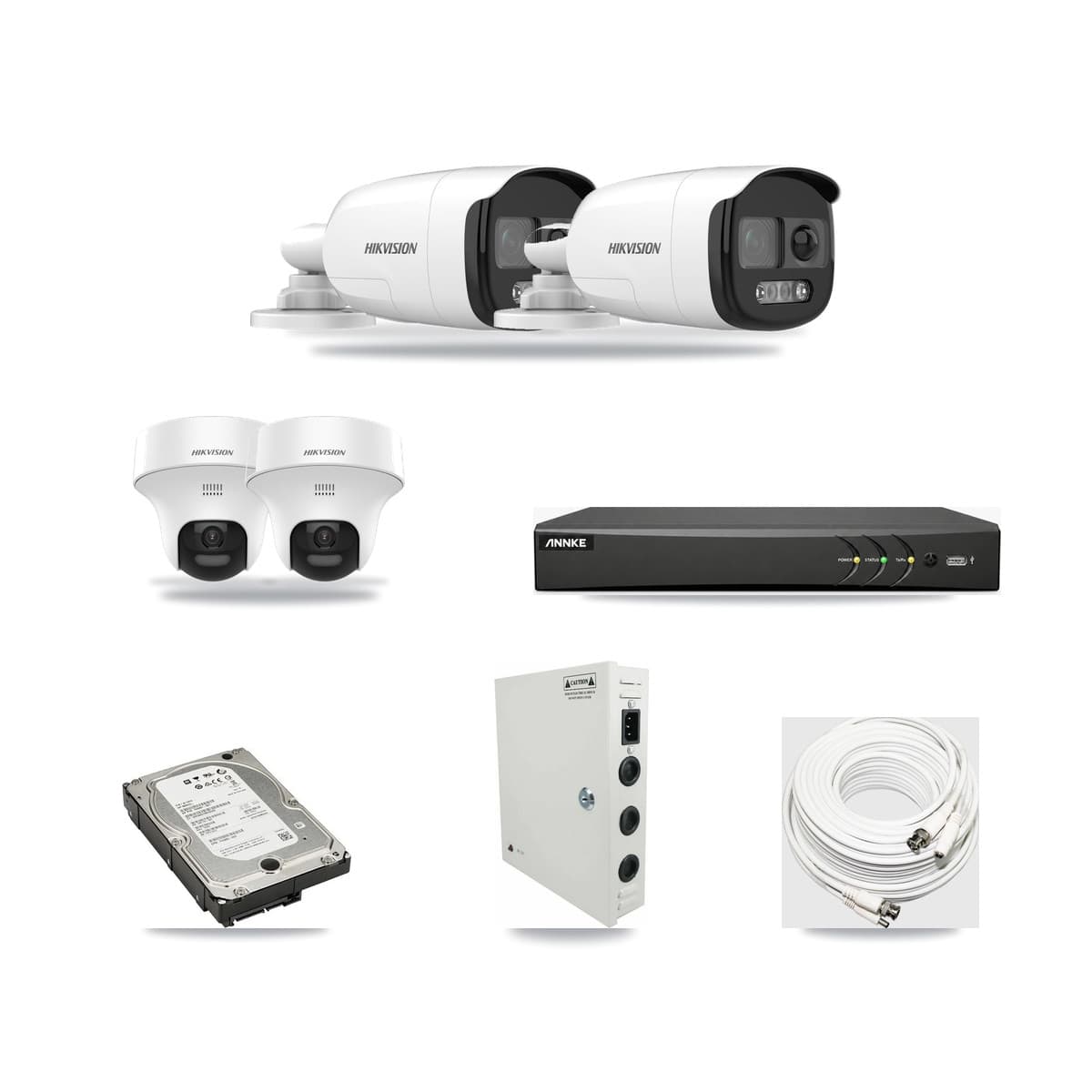 Hikvision & ANNKE 4-Channel 5MP CCTV Kit — 2 Bullet + 2 Turret Cameras + 5TB Recording - Image 1