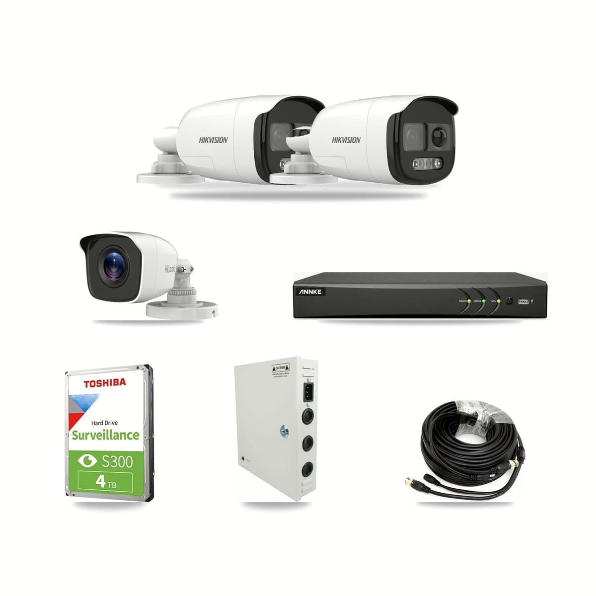 4-Channel 4MP – 5MP CCTV Kit — 2 5MP + 1 4MP Bullet Cameras + 4TB Recording (AN-DV4-8MP Recorder) - Image 1
