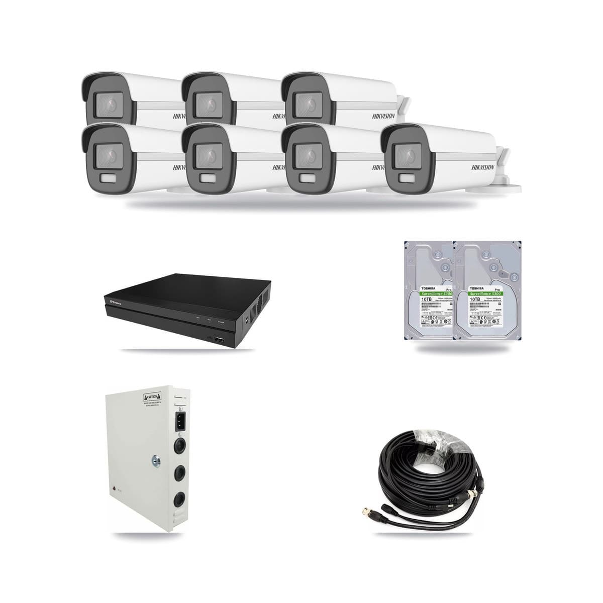 Hikvision & Prolux 8-Channel 4K CCTV Kit — 7 Bullet Cameras + 2× 10TB Recording - Image 1