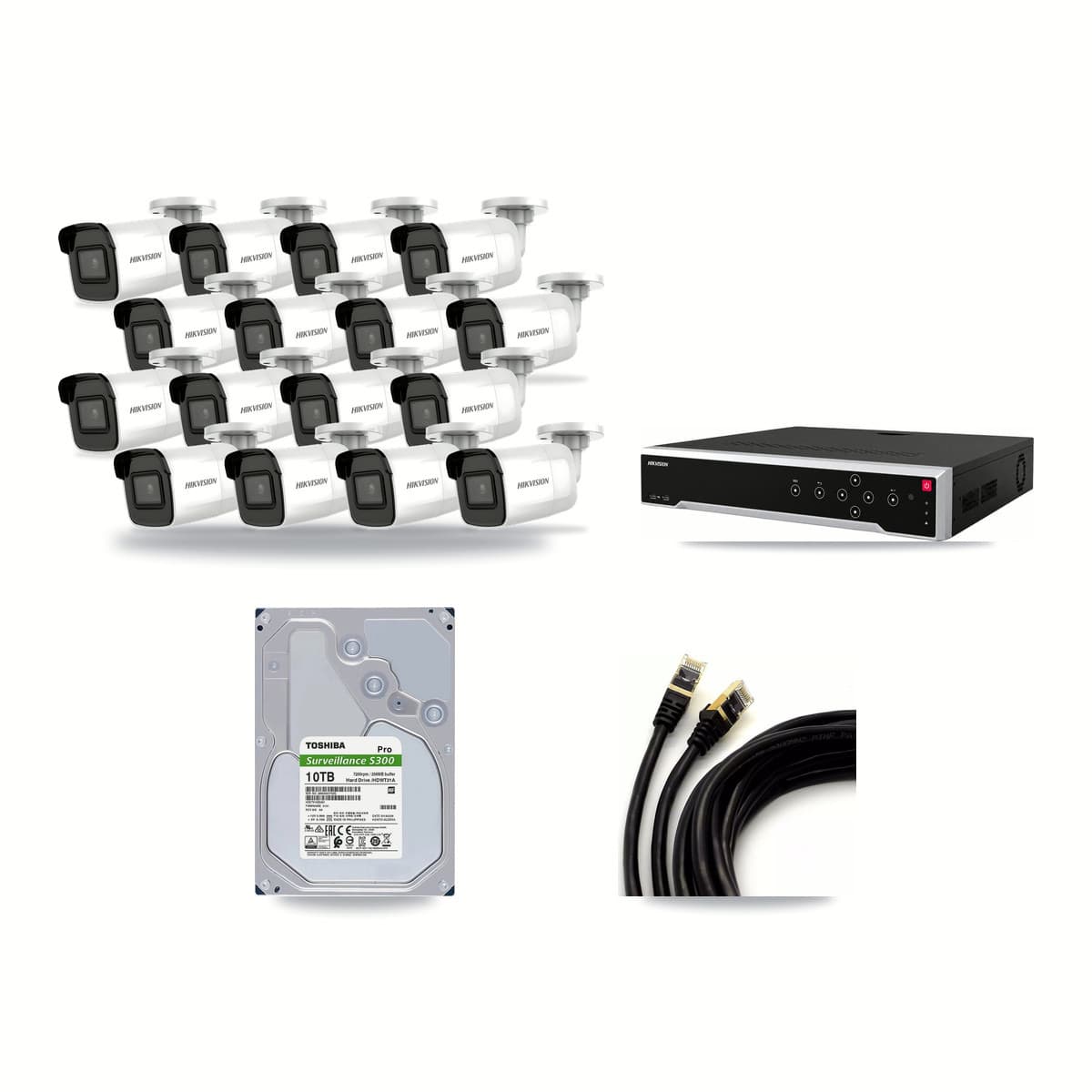 Hikvision 32-Channel 4K CCTV Kit — 16 DS-2CD2085G1 Bullet Cameras + 10TB Recording - Image 1