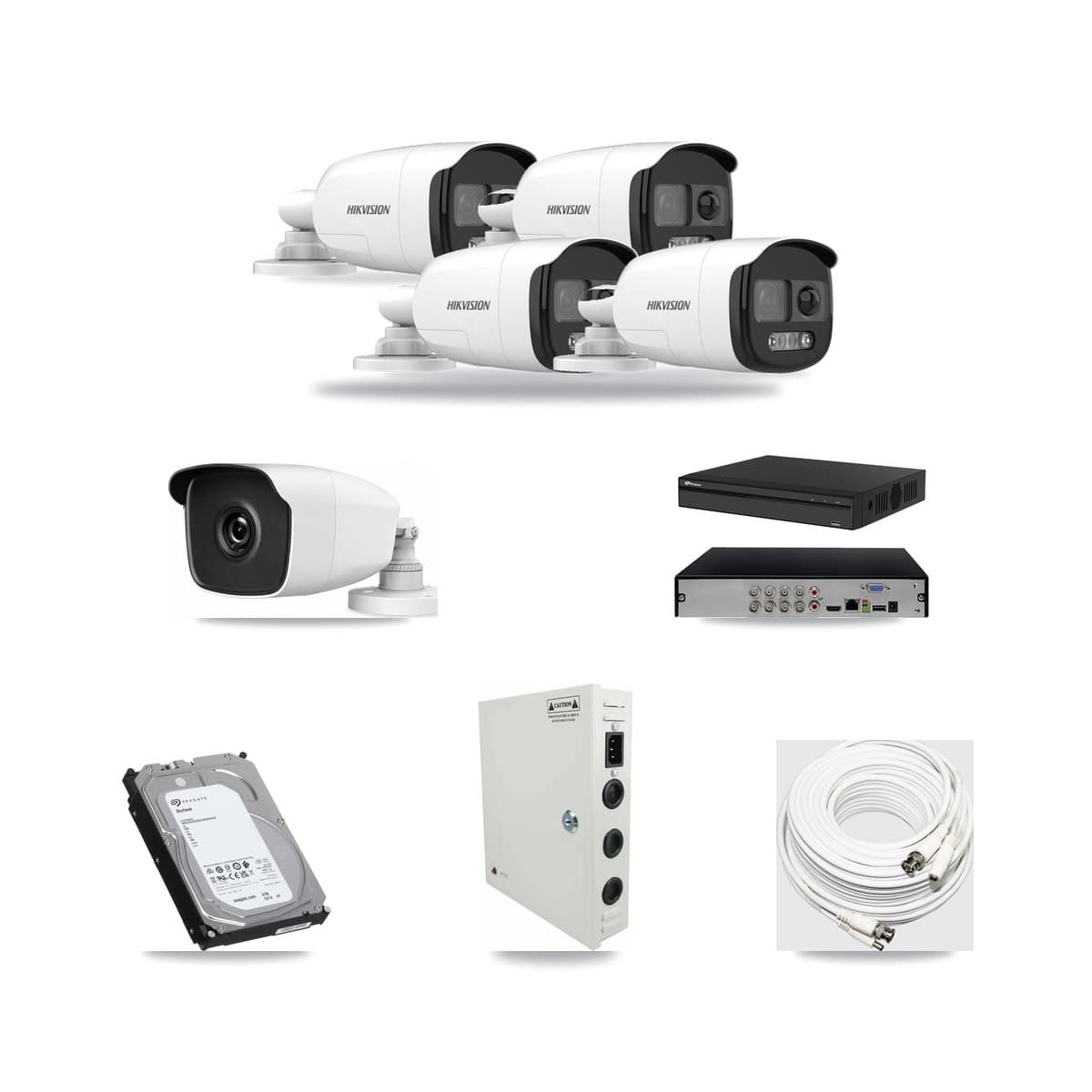 8-Channel 3MP – 5MP CCTV Kit — 4 5MP + 1 3MP Bullet Cameras + 6TB Recording (PXD-5108HS Recorder) - Image 1
