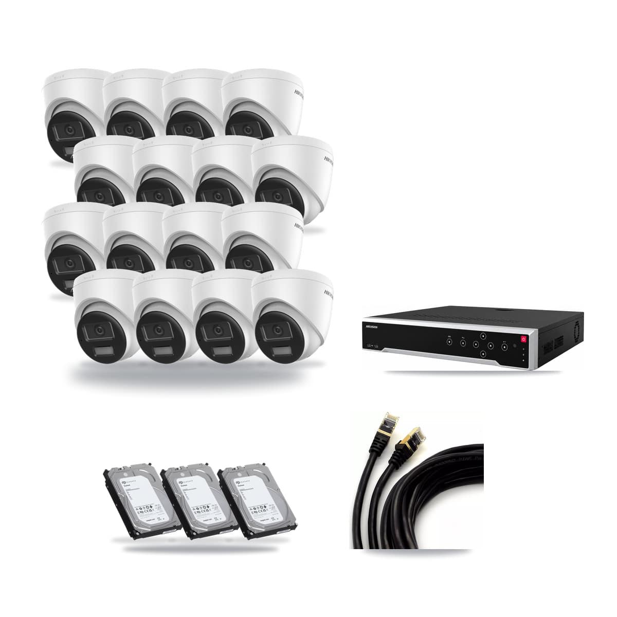 Hikvision 32-Channel 4K CCTV Kit — 16 Turret Cameras + 3× 6TB Recording - Image 1