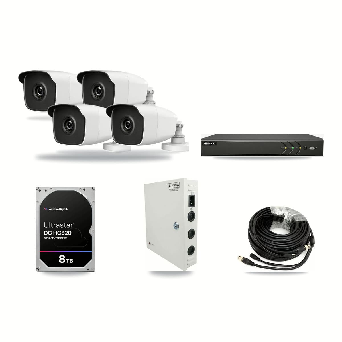 HiLook & ANNKE 4-Channel 3MP CCTV Kit — 4 Bullet Cameras + 8TB Recording - Image 1