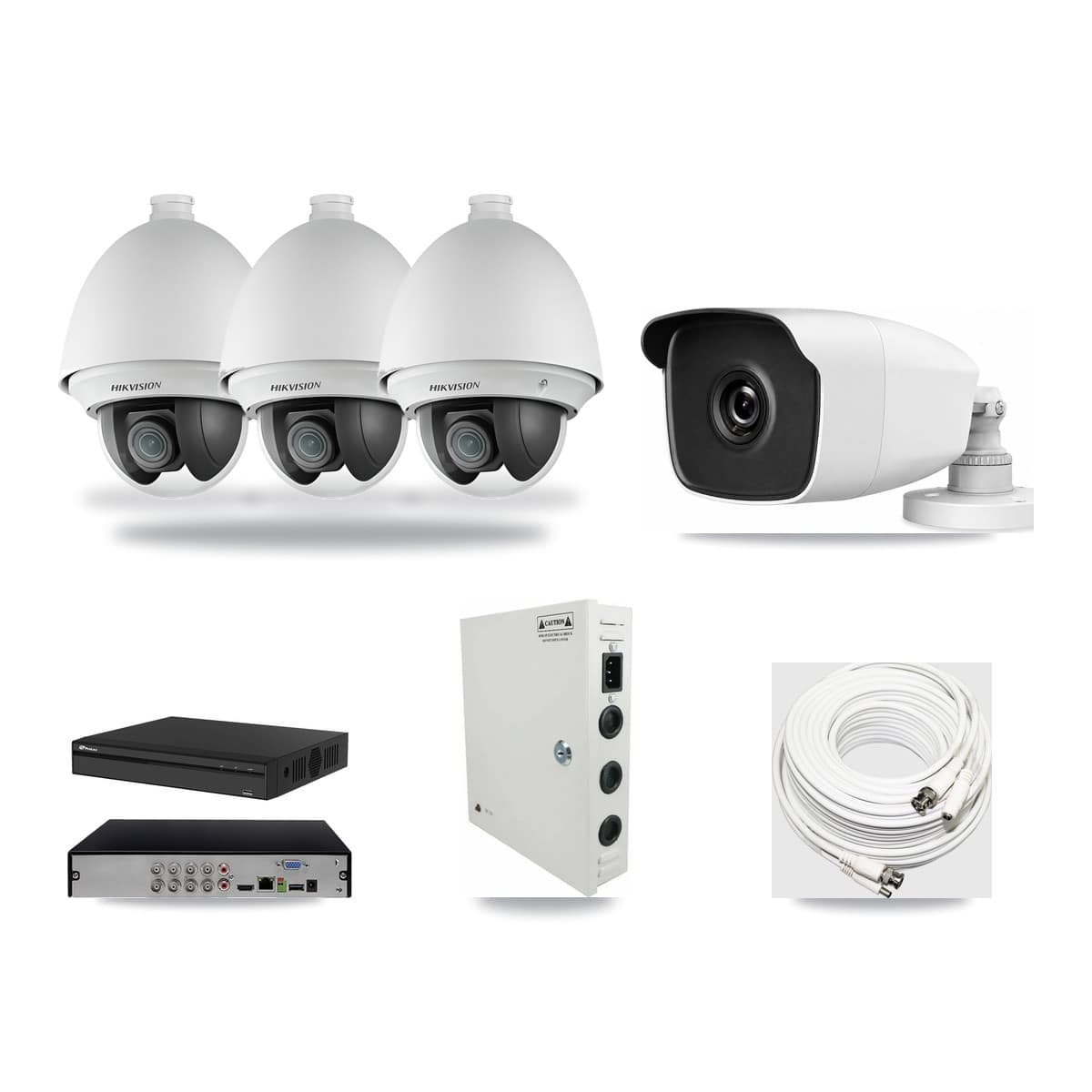 8-Channel 2MP – 3MP CCTV Kit — 3 2MP PTZ + 1 3MP Bullet Cameras + 3TB Recording (PXD-5108HS Recorder) - Image 1