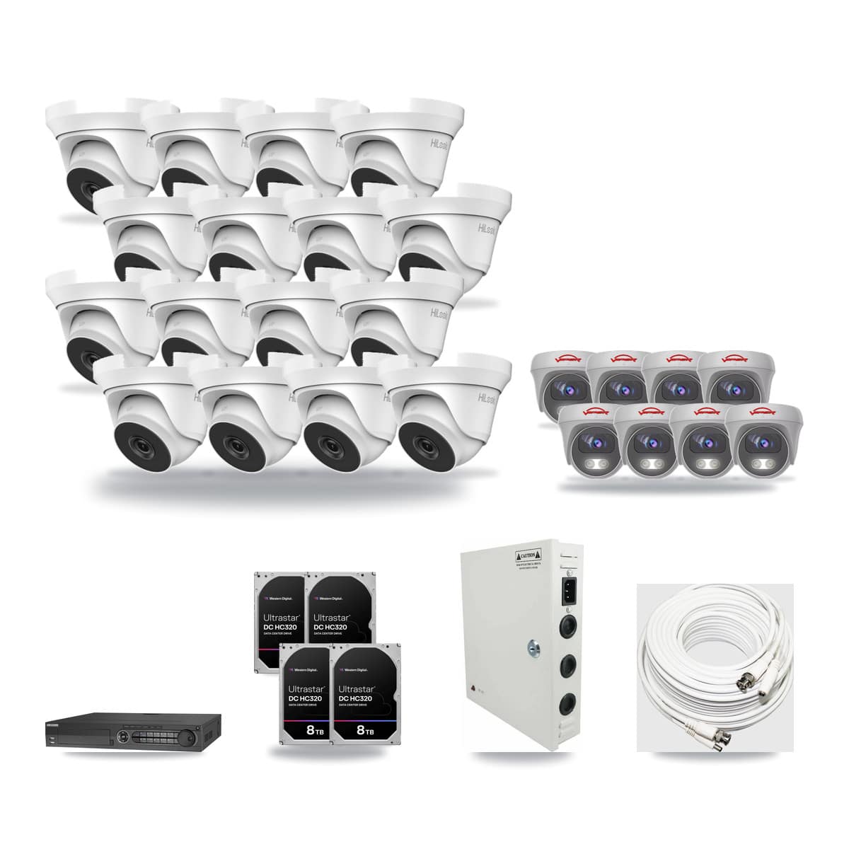 32-Channel 4MP – 5MP CCTV Kit — 16 4MP Turret + 8 5MP Cameras + 4× 8TB Recording - Image 1