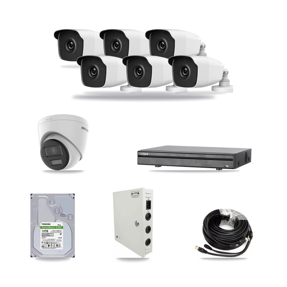 8-Channel 3MP – 4K CCTV Kit — 1 4K Turret + 6 3MP Bullet Cameras + 10TB Recording - Image 1