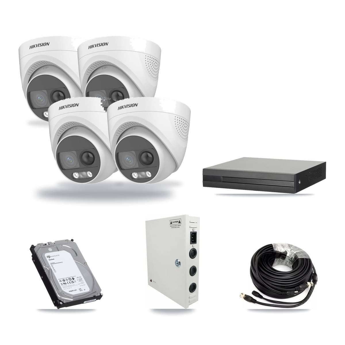 4-Channel 5MP CCTV Kit — 4 DS-2CE72KF3T Hikvision Turret Cameras + 6TB Recording - Image 1