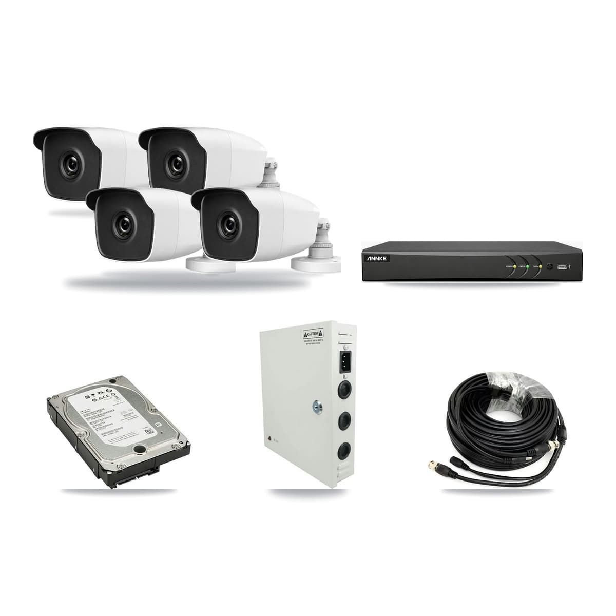 HiLook & ANNKE 4-Channel 3MP CCTV Kit — 4 Bullet Cameras + 5TB Recording - Image 1