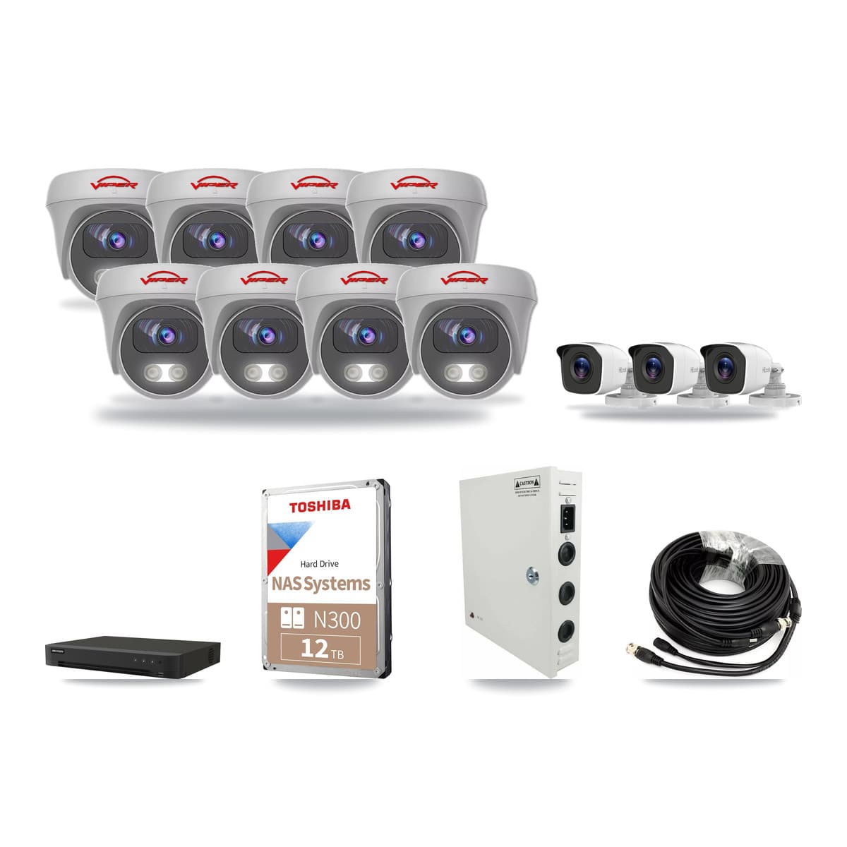 16-Channel 4MP – 5MP CCTV Kit — 3 4MP Bullet + 8 5MP Cameras + 12TB Recording - Image 1