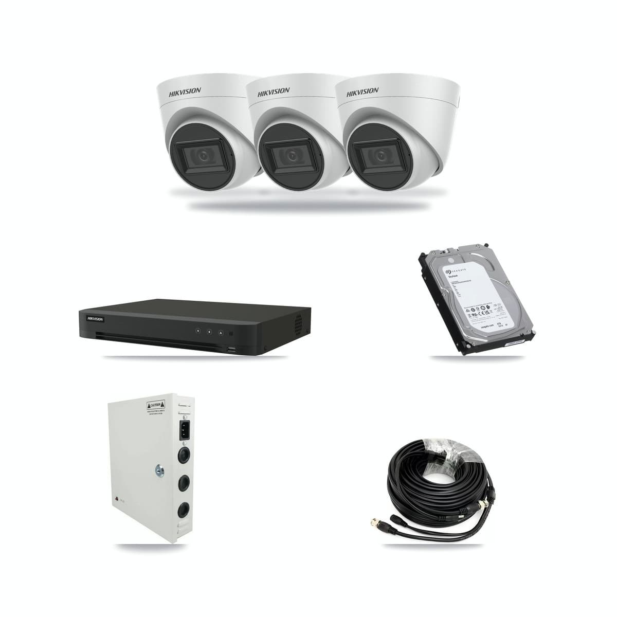 Hikvision 16-Channel 5MP CCTV Kit — 3 Turret Cameras + 6TB Recording - Image 1