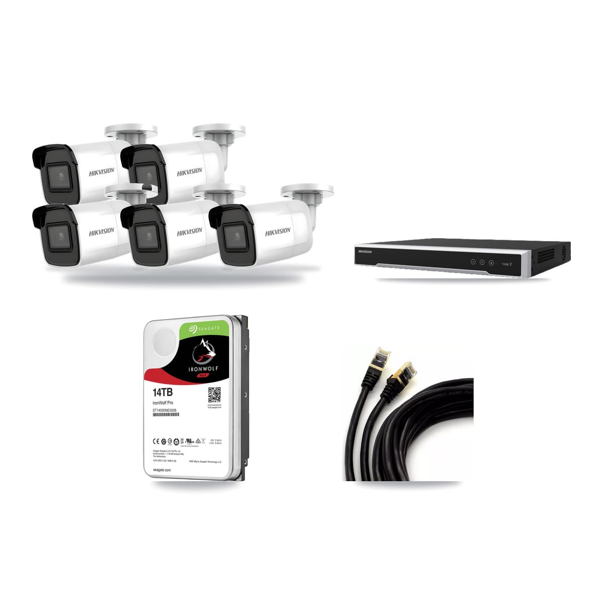 Hikvision 8-Channel 4K CCTV Kit — 5 Bullet Cameras + 14TB Recording - Image 1