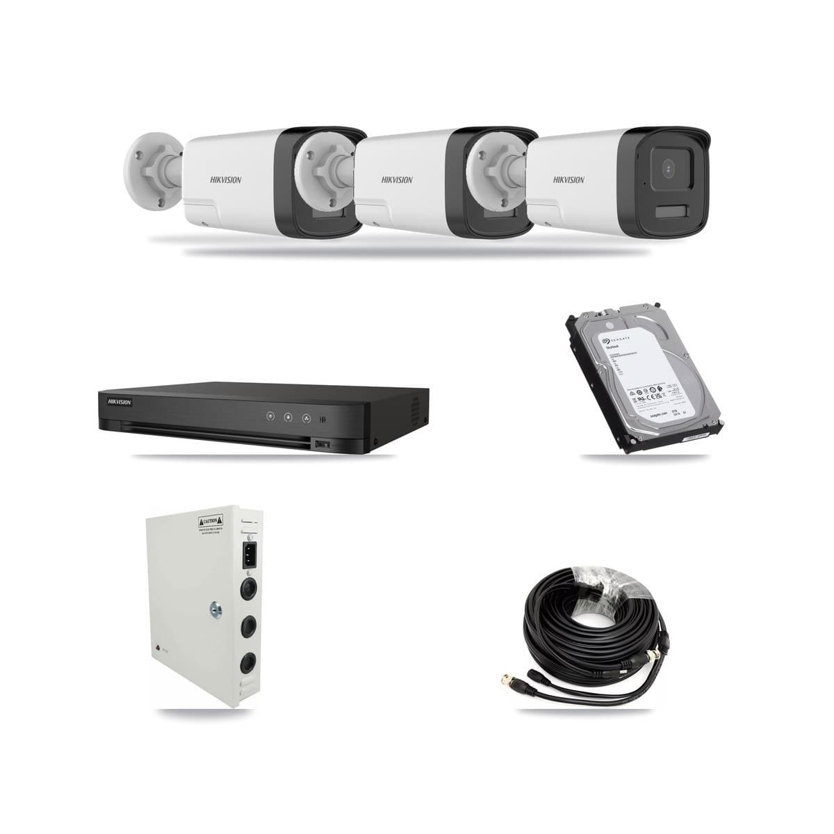 Hikvision 4-channel CCTV kit: 3 cameras (3× 5MP Bullet), 6TB hard drive