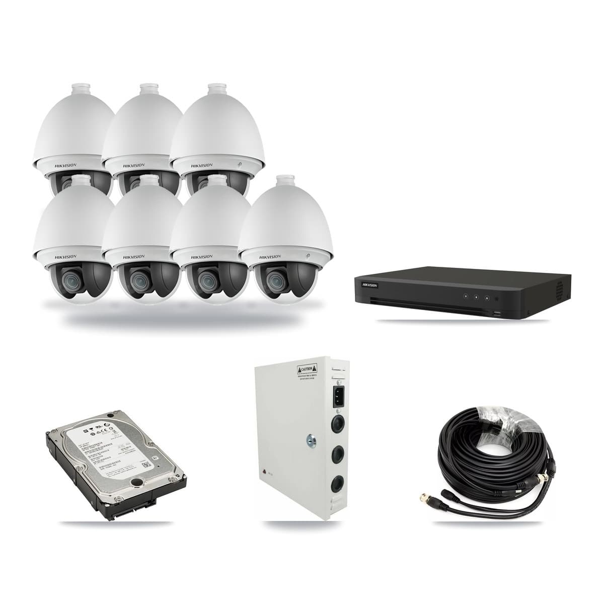 Hikvision 16-Channel 2MP CCTV Kit — 7 PTZ Cameras + 5TB Recording - Image 1