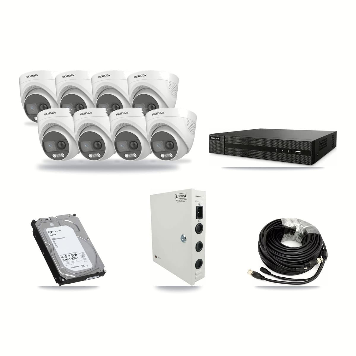 8-Channel 5MP CCTV Kit — 8 DS-2CE72KF3T Hikvision Turret Cameras + 6TB Recording - Image 1