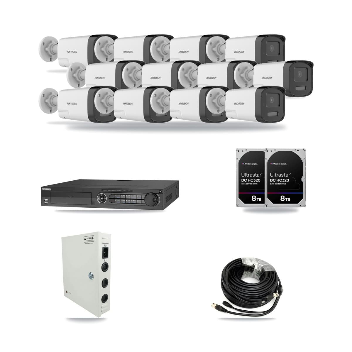 Hikvision 32-Channel 5MP CCTV Kit — 12 DS-2CE17K0T Bullet Cameras + 2× 8TB Recording - Image 1