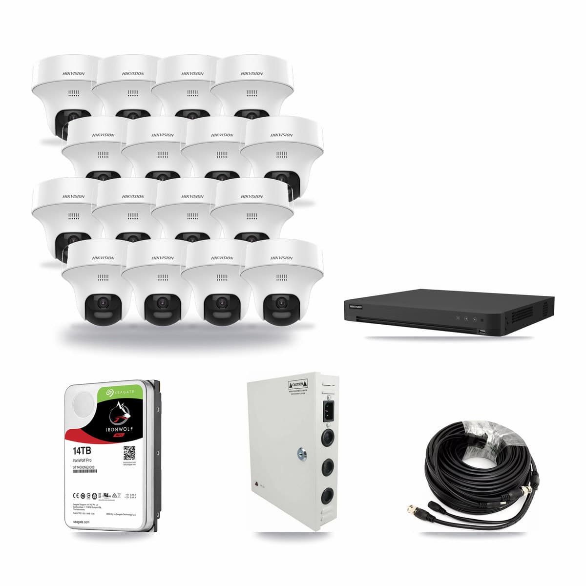 Hikvision 16-Channel 5MP CCTV Kit — 16 DS-2CE70K0T Turret Cameras + 14TB Recording - Image 1