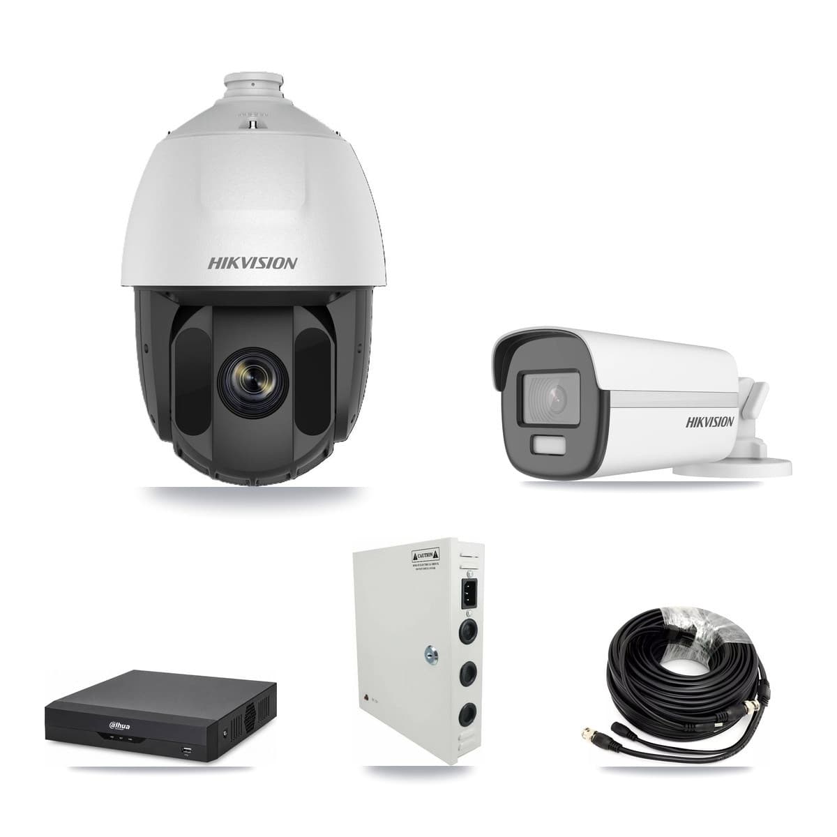 Dahua 4-channel CCTV kit: 2 cameras (1× 2MP PTZ + 1× 4K Bullet), 3TB hard drive