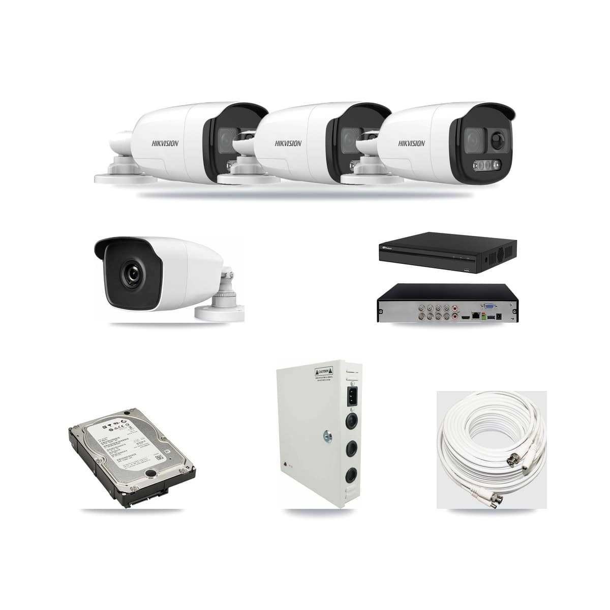 8-Channel 3MP – 5MP CCTV Kit — 3 5MP + 1 3MP Bullet Cameras + 5TB Recording (PXD-5108HS Recorder) - Image 1
