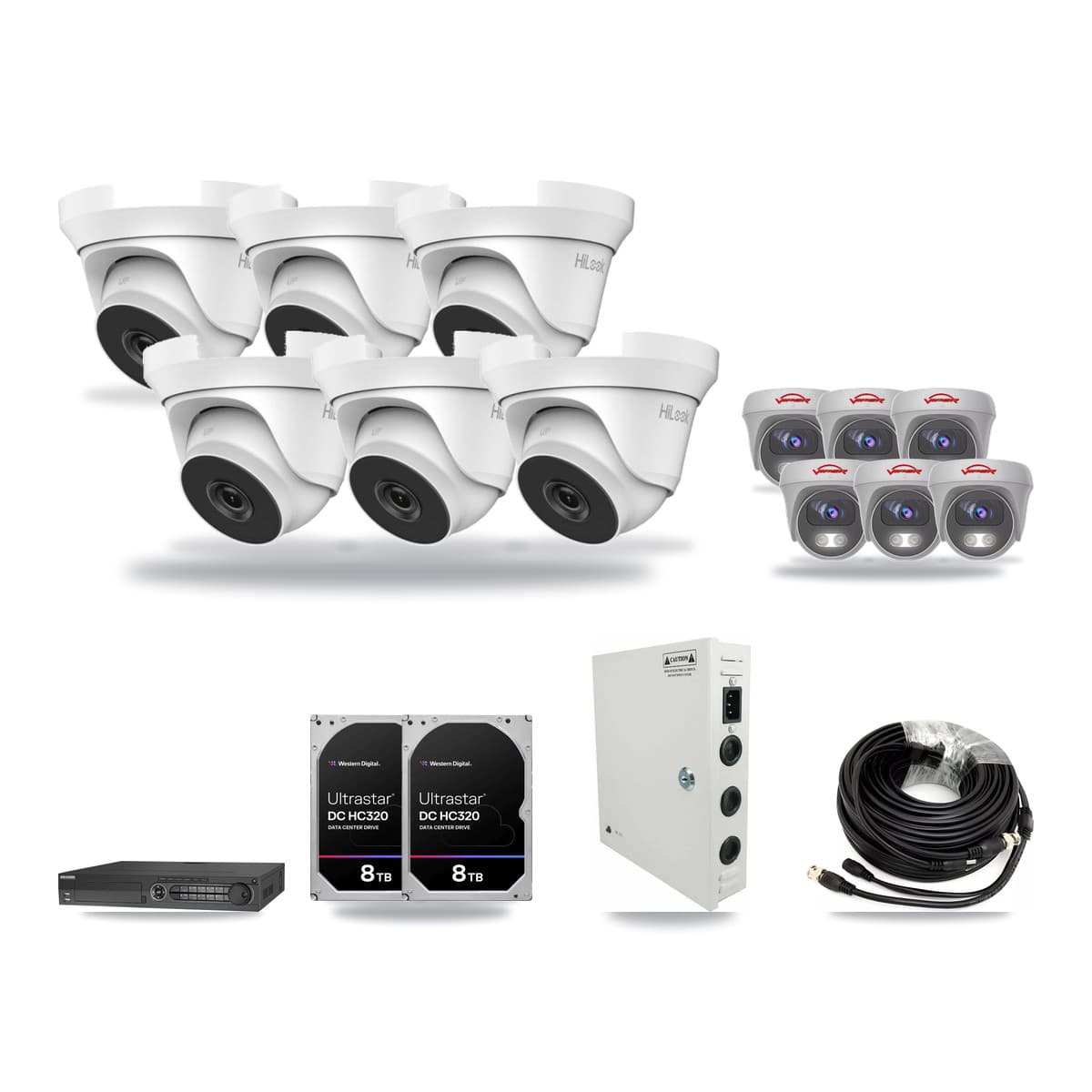 32-Channel 4MP – 5MP CCTV Kit — 6 4MP Turret + 6 5MP Cameras + 2× 8TB Recording - Image 1