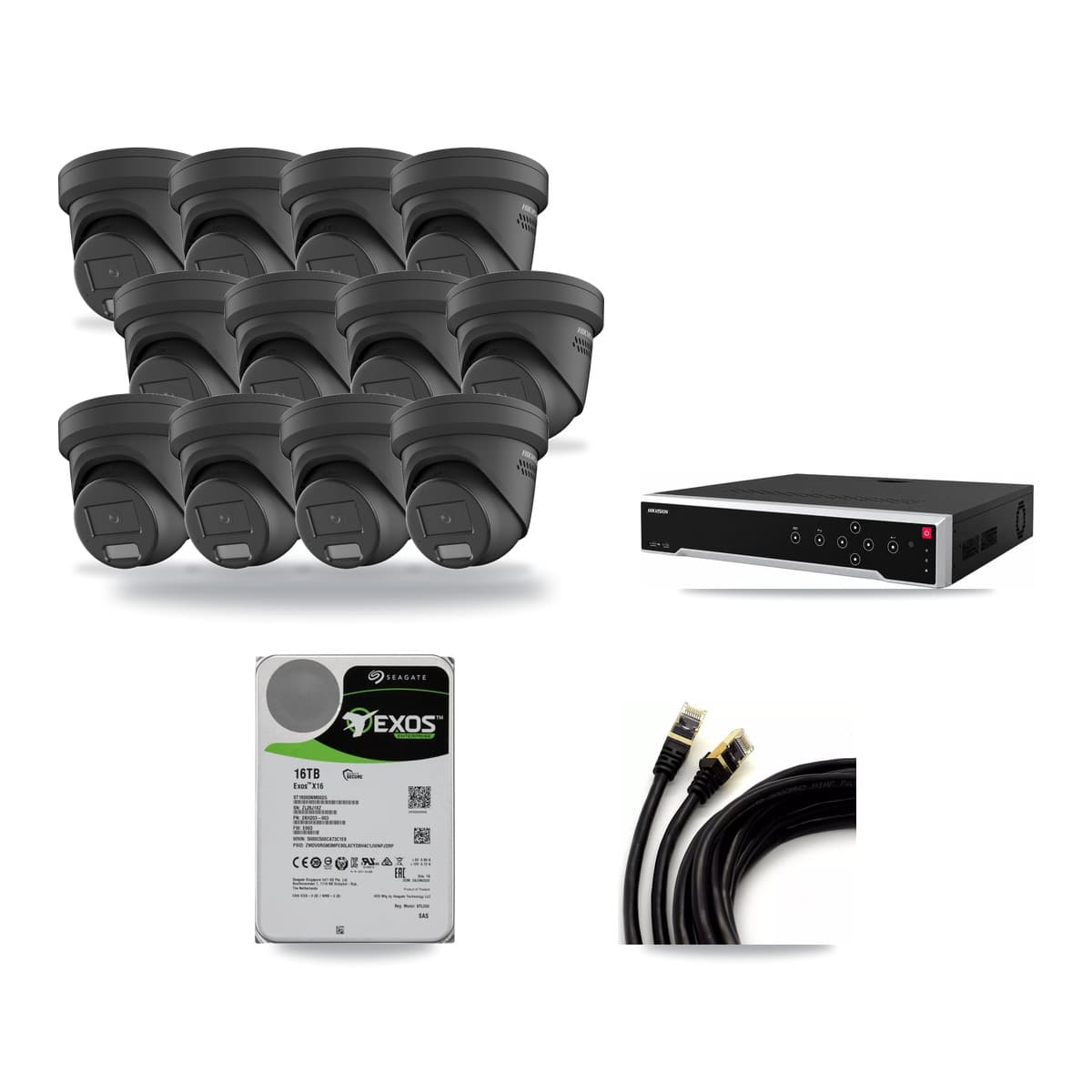 Hikvision 32-channel CCTV kit: 12 cameras (12× 4MP Turret), 16TB hard drive