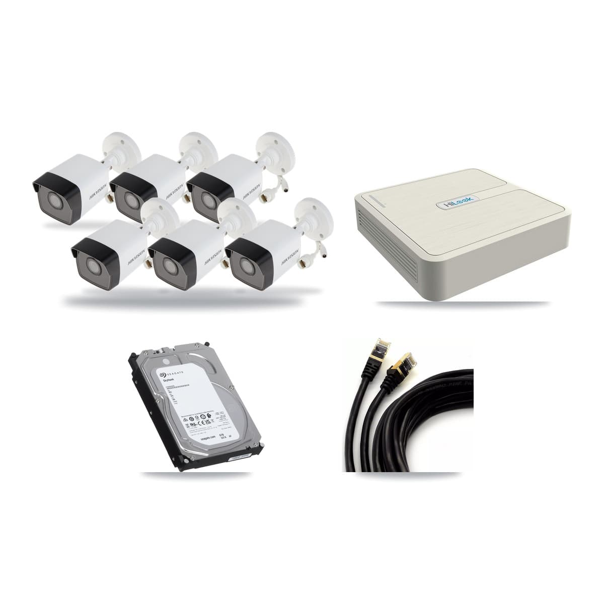 Hikvision & HiLook 8-Channel 5MP CCTV Kit — 6 Bullet Cameras + 6TB Recording (NVR-108H-D Recorder) - Image 1
