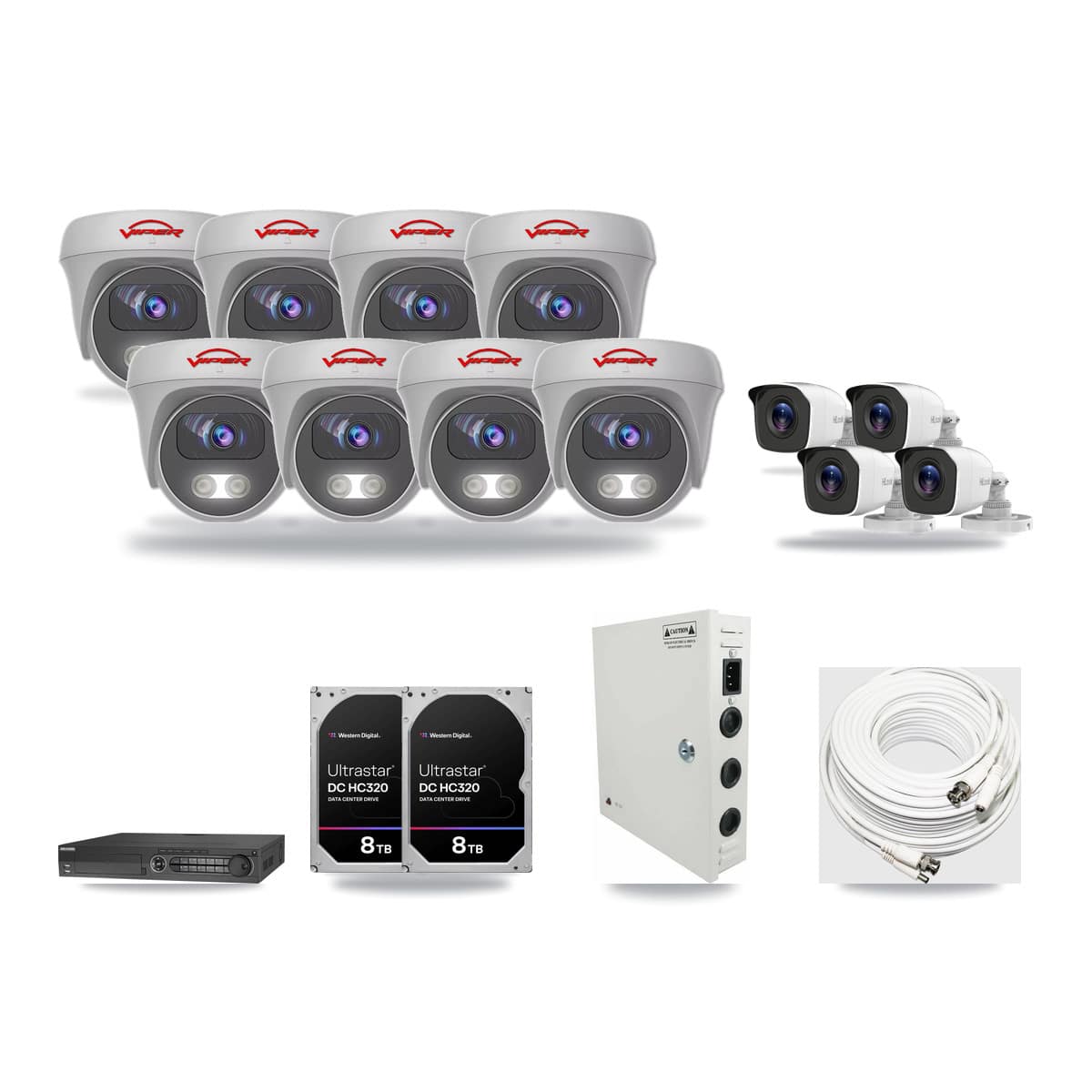 32-Channel 4MP – 5MP CCTV Kit — 4 4MP Bullet + 8 5MP Cameras + 2× 8TB Recording - Image 1