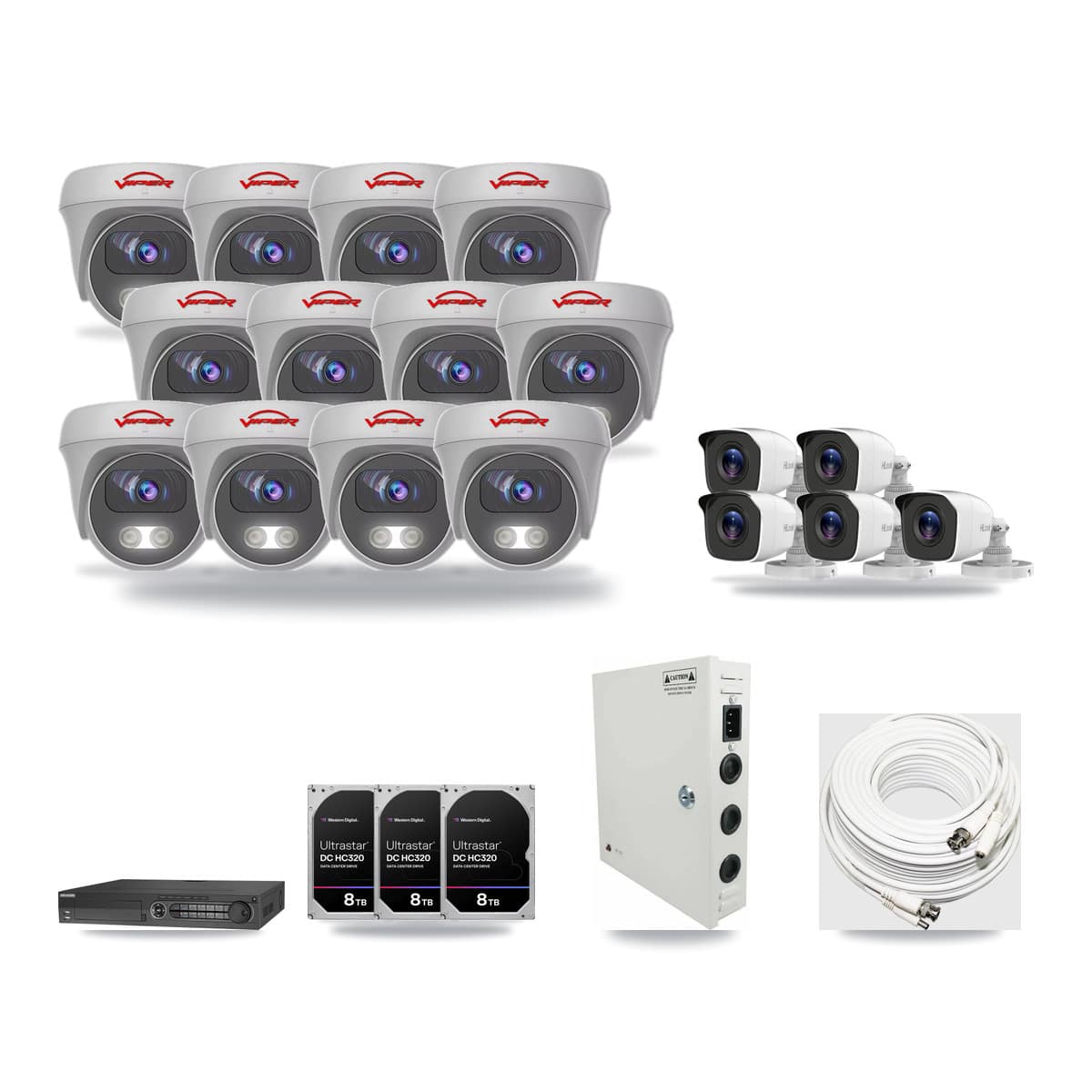 32-Channel 4MP – 5MP CCTV Kit — 5 4MP Bullet + 12 5MP Cameras + 3× 8TB Recording - Image 1